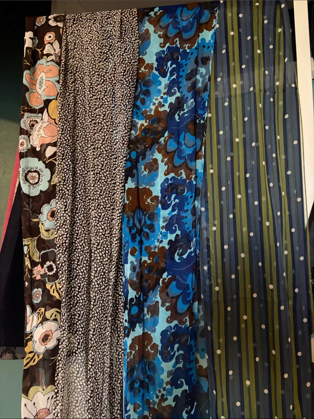 J. Crew Multi-Print Assorted Color Scarves - Blue, Brown, Green, Black, White